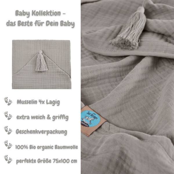 Sei Design Sei Design Musselin Badeponcho aus 100% BIO Baumwolle 75x100 stonegrey Verkauf
