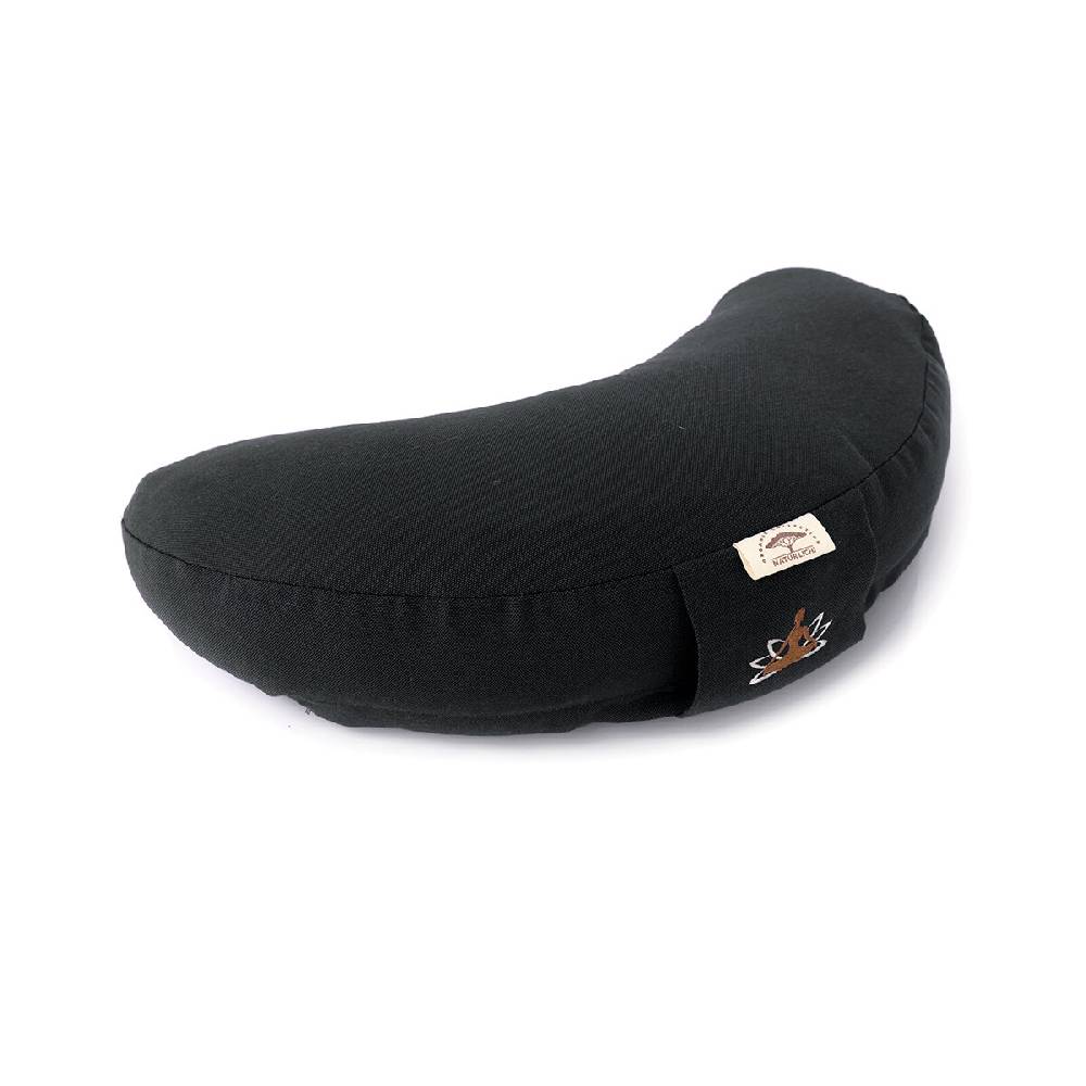 Sei Design Halbmond Yogakissen | Meditationskissen mit Buchweizenschalen-Füllung Schwarz Schlussverkauf