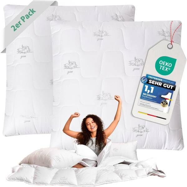 Sei Design Mikrofaser Kopfkissen SWAN [ 2-er Pack ] gesteppt Mikrofaser Füllung Verkauf