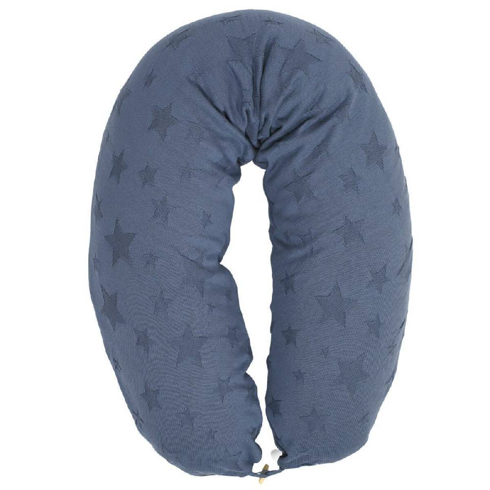 Sei Design Stillkissen 100% Bio Baumwolle 190x30 cm | Füllung EPS Mikroperlen - Bezug gestrickt Denim