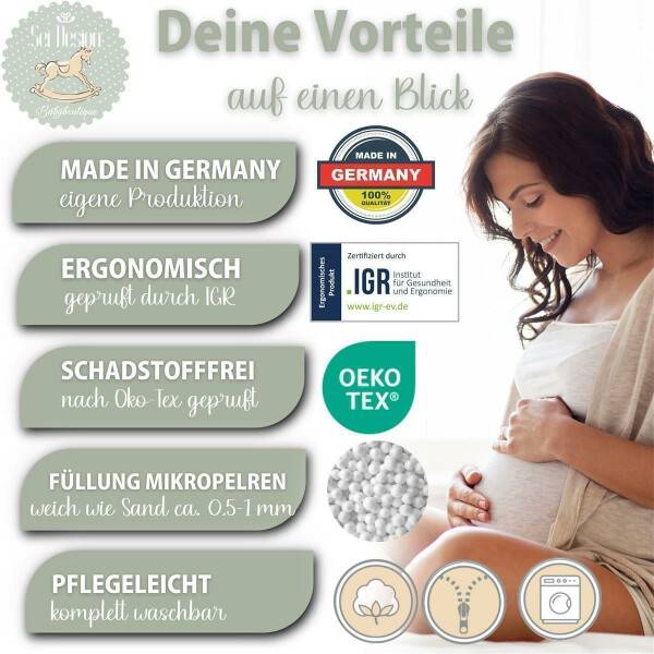 Sei Design Stillkissen 170x30 cm | Füllung EPS Mikroperlen | Bezug 100% Baumwolle | Babywal Jeansblau im Angebot