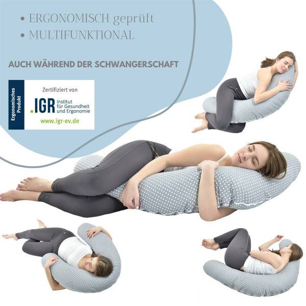 Sei Design Stillkissen 170x30 cm | Füllung EPS Mikroperlen | Bezug 100% Baumwolle | Igel Fabrikverkauf