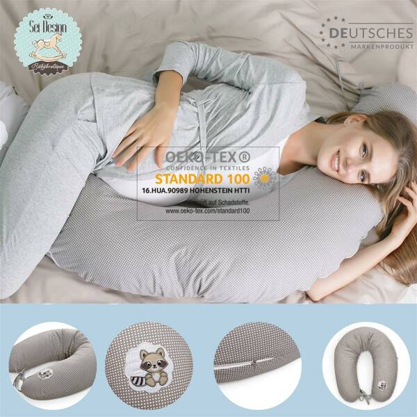 Sei Design Stillkissen 170x30 cm | Füllung Faserbällchen | Bezug 100% Baumwolle | Taupe-Waschbär Meist gekauft