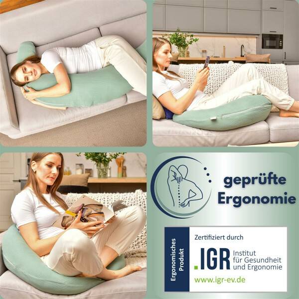 Sei Design Stillkissen 190x30 Musselin mint Füllung Mikroperlen Verkauf