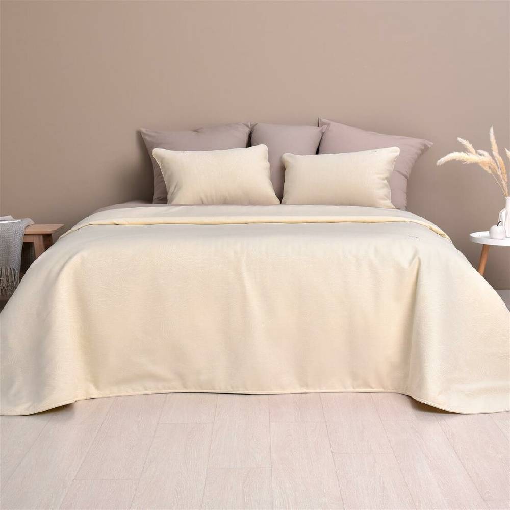 Sei Design Luxus Tagesdecke Bettüberwurf Empress Champagner New 260x240cm inkl. 2x Kissenbezüge 50x70