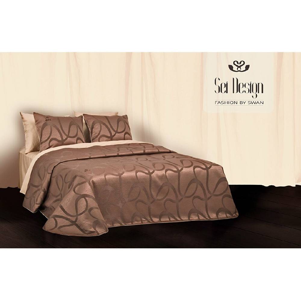 Sei Design Luxus Tagesdecke Set Empress Schokobraun