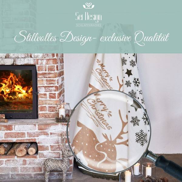 Sei Design Weihnachts Kuscheldecke 150x200 – Zweiseitige Fleece Decke mit Weihnachtlichen Wintermotiven Online