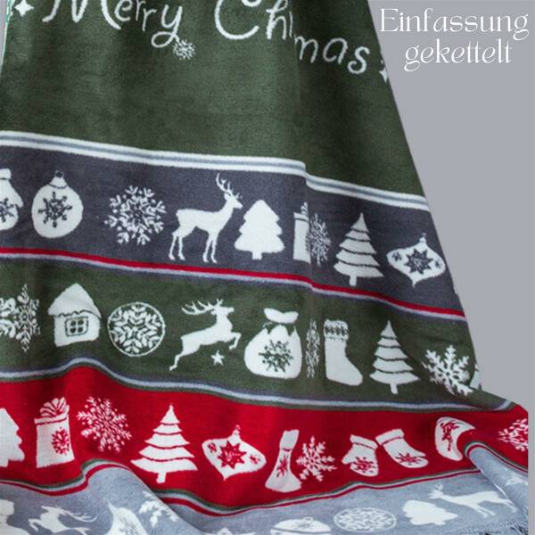Sei Design Weihnachts Kuscheldecke 150x200 – Zweiseitige Fleece Decke mit Weihnachtlichen Wintermotiven Auslauf
