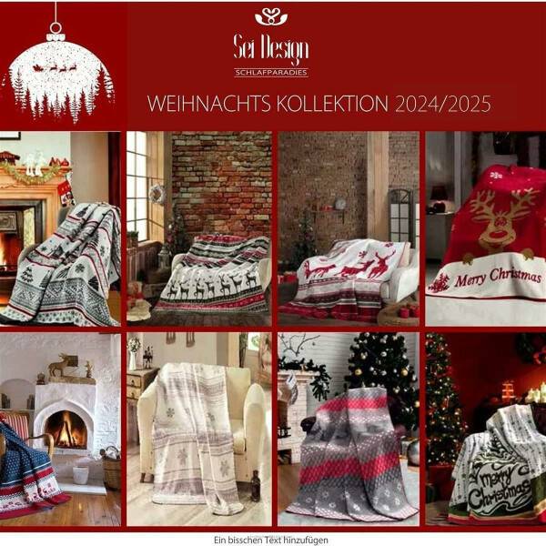 Sei Design Weihnachts Kuscheldecke 150x200 – Zweiseitige Fleece Decke mit Weihnachtlichen Wintermotiven Verkauf