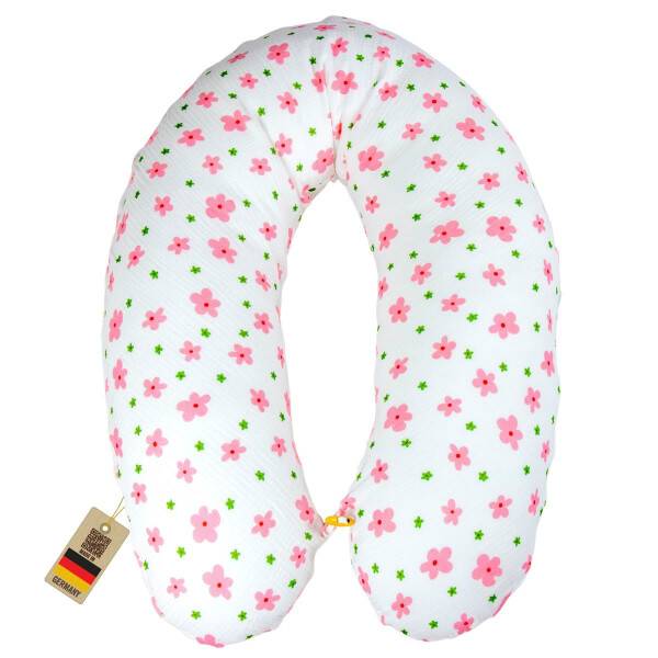 Sei Design Stillkissen 190x30 XXL | Füllung EPS Mikroperlen | Bezug 100% BIO-Baumwolle | Musselin Blume Rosa Hotsell