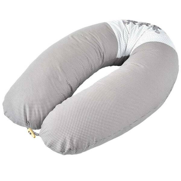 Sei Design Stillkissen 190x30 XXL | Füllung Faserbällchen | Bezug 100% Baumwolle | 3xWaschbären Taupe Holzknopf Fabrikverkauf