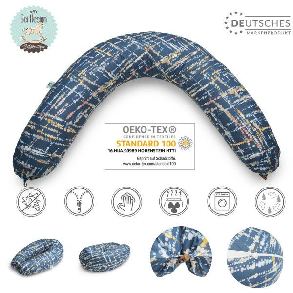 Sei Design Stillkissen 190x30 XXL | Füllung Faserbällchen | Bezug 100% Baumwolle | Aquarell Denim Meist gekauft