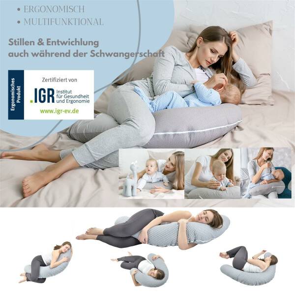 Sei Design Stillkissen 190x30 XXL | Füllung Faserbällchen | Bezug 100% Baumwolle | Aquarell Denim Meist gekauft