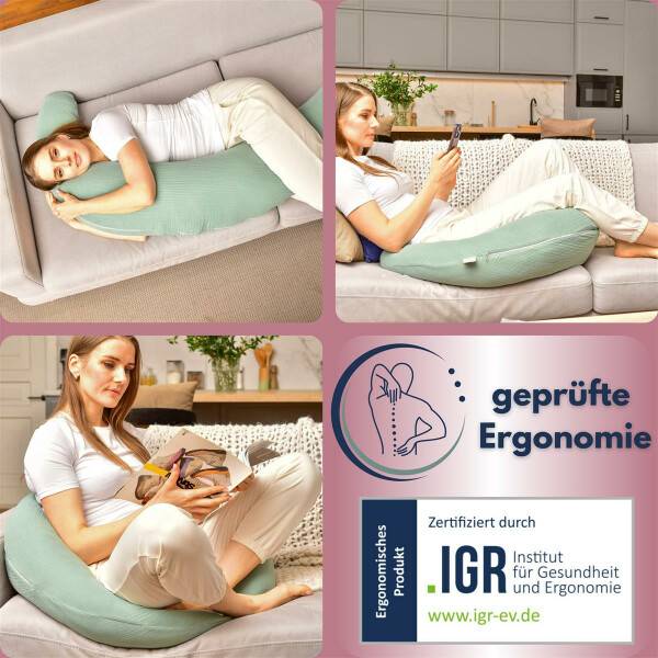 Sei Design Stillkissen 190x30 XXL | Füllung Faserbällchen | Bezug 100% BIO-Baumwolle | Musselin Berry Blush Meist gekauft