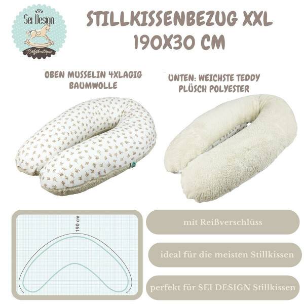 Sei Design Stillkissen XXL 190x30 Bezug aus Musselin + Teddyplüsch, Füllung EPS Mikroperlen im Angebot