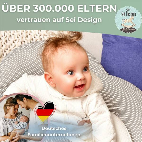 Sei Design Stillkissenbezug 170x30cm 100% Baumwolle Happy Baby Holzknopf Fabrikverkauf