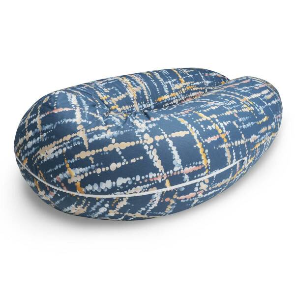 Sei Design Stillkissenbezug 190x30 100% Baumwolle Holzknopf Aquarell Denim Online