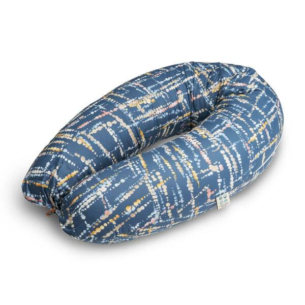 Sei Design Stillkissenbezug 190x30 100% Baumwolle Holzknopf Aquarell Denim Online