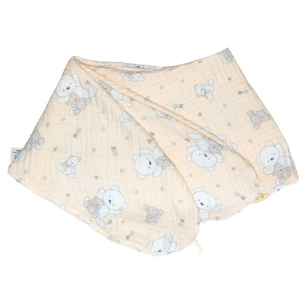 Sei Design Stillkissenbezug 190x30 100% Baumwolle Holzknopf Musselin Bärchen