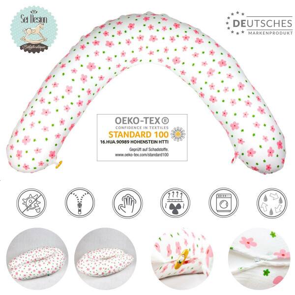 Sei Design Stillkissenbezug 190x30 100% Baumwolle Holzknopf Musselin Blumen Verkauf