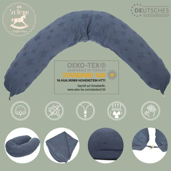 Sei Design Stillkissenbezug aus 100% Bio Baumwolle, für Stillkissen oder Lagerungskissen - 190x30 cm gestrickt Denim Hotsell