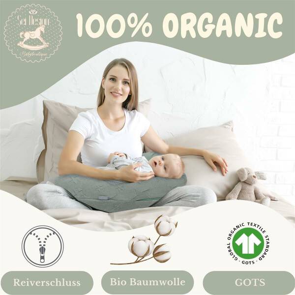 Sei Design Stillkissenbezug aus 100% Bio Baumwolle, für Stillkissen oder Lagerungskissen - 190x30 cm gestrickt Mint im Angebot