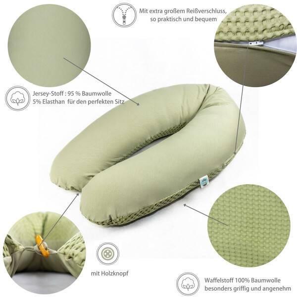 Sei Design Stillkissenbezug XXL 190x30 cm – Hochwertiger Jersey und Waffelstoff Meist gekauft