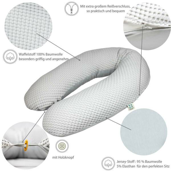 Sei Design Stillkissenbezug XXL 190x30 cm – Hochwertiger Jersey und Waffelstoff Blitzverkäufe