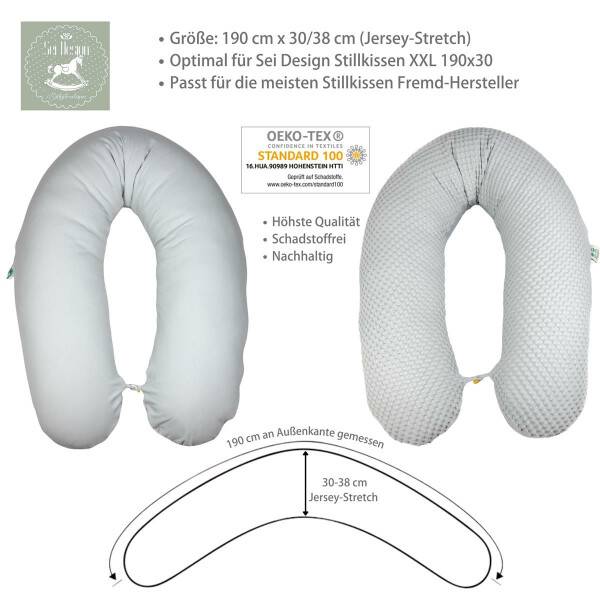 Sei Design Stillkissenbezug XXL 190x30 cm – Hochwertiger Jersey und Waffelstoff Blitzverkäufe