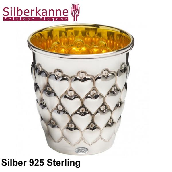 Silberkanne Becher Herz H 7 cm Silber 925 Sterling 80 gramm