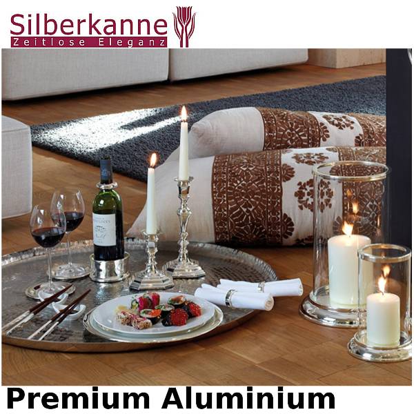 Silberkanne Tablett rund mit KornMuster 36 cm aus hochwertigem Aluminium