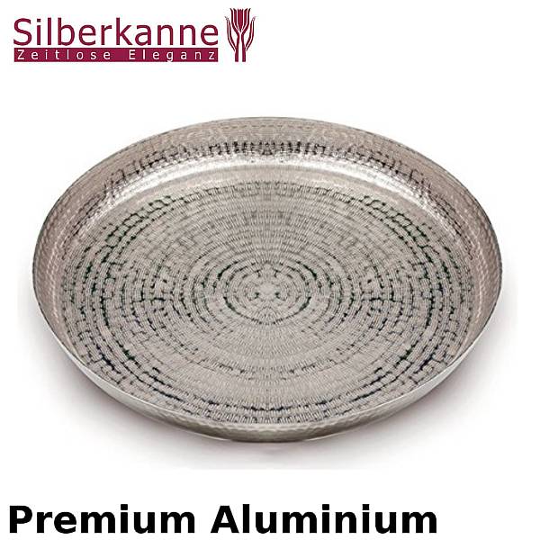 Silberkanne Tablett rund mit KornMuster 36 cm aus hochwertigem Aluminium im Angebot