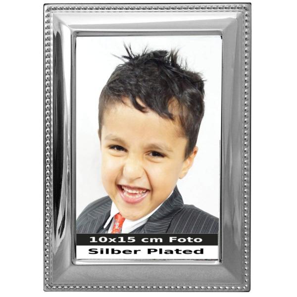 Silberkanne Bilderrahmen Perlrand 10x15 cm Foto Silber Plated versilbert