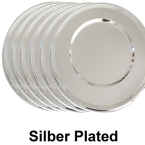 Silberkanne Platzteller 33 cm Perlrand Silber Plated versilbert Blitzverkäufe