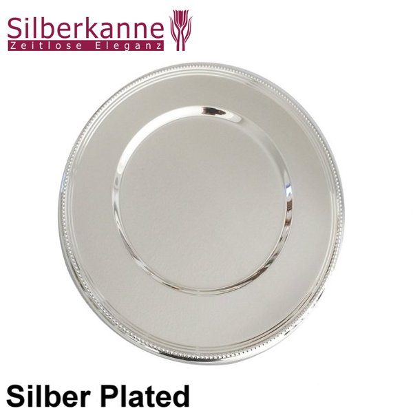 Silberkanne Platzteller 33 cm Perlrand Silber Plated versilbert