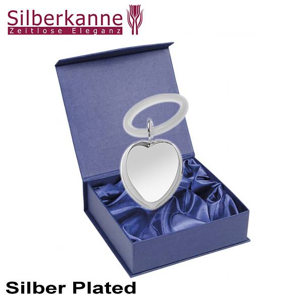 Silberkanne Kinderrassel mit Beissring Herz 7 cm Silber Plated versilbert