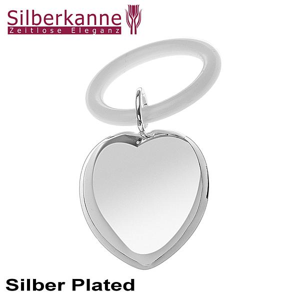 Silberkanne Kinderrassel mit Beissring Herz 7 cm Silber Plated versilbert Online