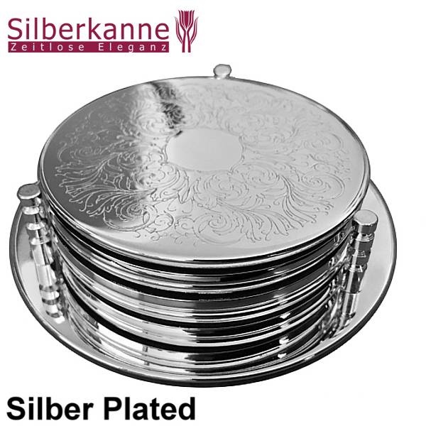 Silberkanne Untersetzer Classic 7 tlg Set Silber Plated versilbert