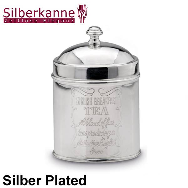 Silberkanne Teedose Ceylon Oval H 17cm Silber Plated versilbert Schlussverkauf