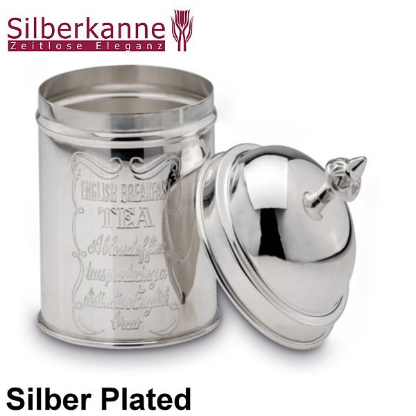 Silberkanne Teedose Ceylon Oval H 17cm Silber Plated versilbert Schlussverkauf