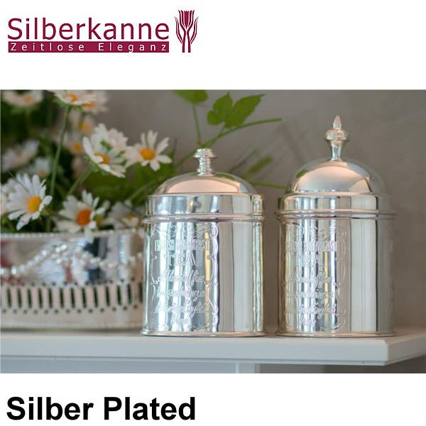 Silberkanne Teedose Ceylon Oval H 17cm Silber Plated versilbert Schlussverkauf