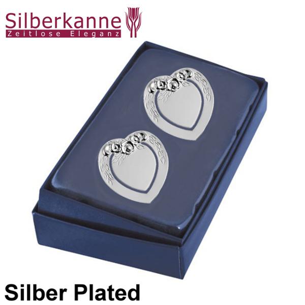 Silberkanne 2x Lesezeichen Herz und Rosen 4x3,5cm Silber Plated versilbert Blitzverkäufe