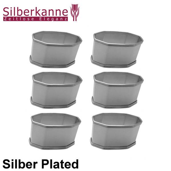 Silberkanne Serviettenring Octo L 5,5 cm 6er Set Silber Plated versilbert