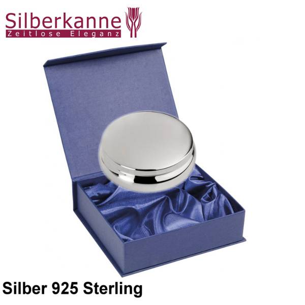 Silberkanne Dose Pillendose Zahndose Haardose 6x2 cm zweiteilig Silber 925 Sterling