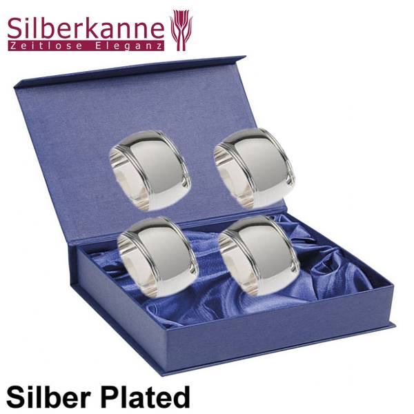 Silberkanne Serviettenringe 4 tlg Frankfurt oval 5x3 cm Silber Plated versilbert