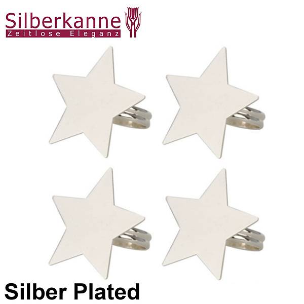 Silberkanne Serviettenringe Sterne 5x5 cm 4 tlg Silber Plated versilbert Hotsell