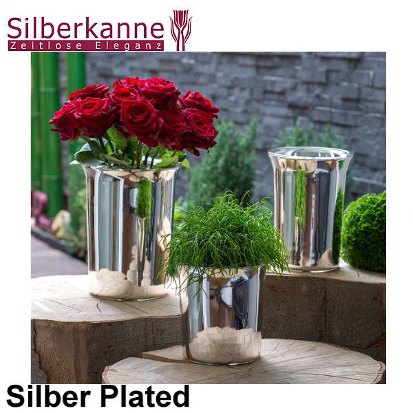 Silberkanne Silberglas Bauernsilber Vase H 16 cm