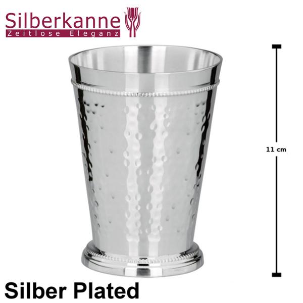 Silberkanne Becher Frankfurt H 11 cm mit Perlrand Silber Plated versilbert