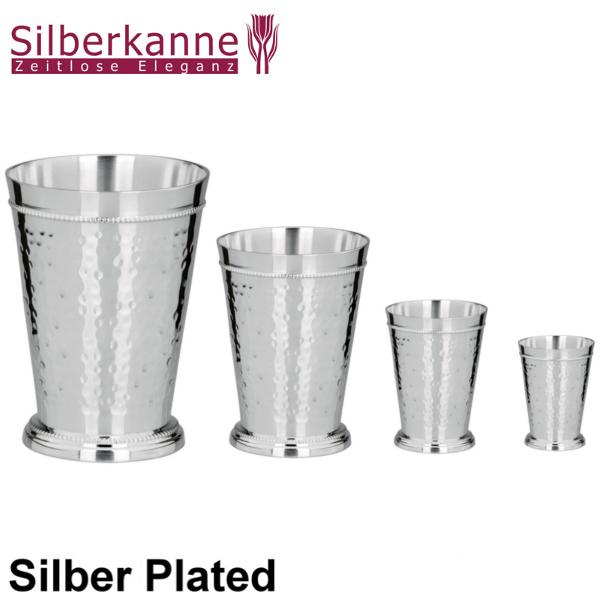 Silberkanne Becher Frankfurt H 11 cm mit Perlrand Silber Plated versilbert Auslauf