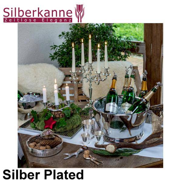 Silberkanne Becher Frankfurt H 11 cm mit Perlrand Silber Plated versilbert Auslauf